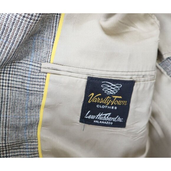 VINTAGE MEN'S BEIGE PLAID 100% WOOL BLAZER JACKET - SIZE 40 - Picture 3 of 8